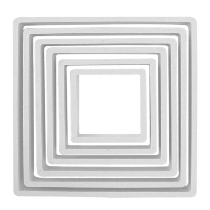 PME 6pk SQUARE Plastic Cut Out Icing Fondant Cutters Sugarcraft Cake Decoration