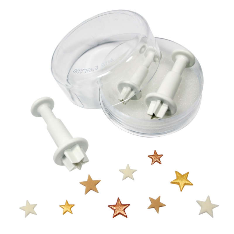 PME Set of 3 S/M/L STAR Plastic Icing Cut Out Plunger Cutter Sugarcraft Cake Dec
