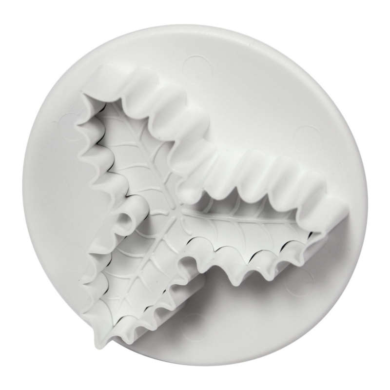 PME Small VEINED THREE LEAF HOLLY Plastic Icing CutOut Plunger Cutter Sugarcraft