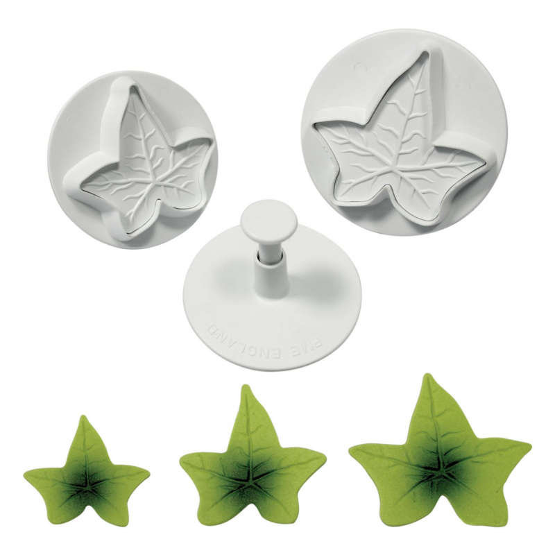 PME 3 Set Large VEINED IVY LEAF Plastic Icing Plunger Cutters Sugarcraft Cake