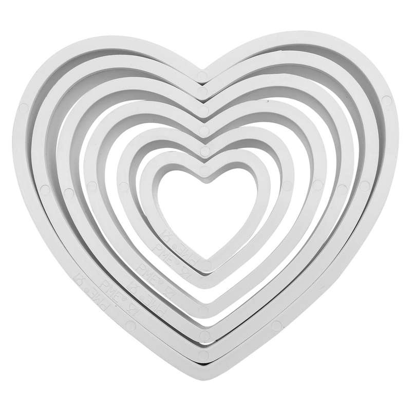 PME 6pk HEART Plastic Cut Out Icing Fondant Cutters Sugarcraft Cake Decoration