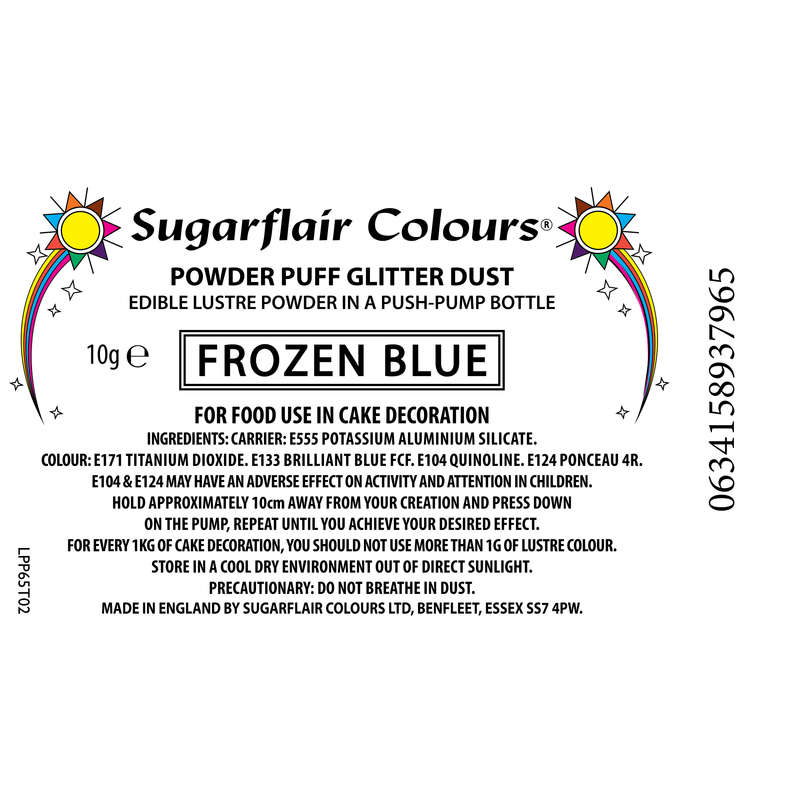 Sugarflair Powder Puff Edible Pump Spray Lustre Dust 10g - Frozen Blue