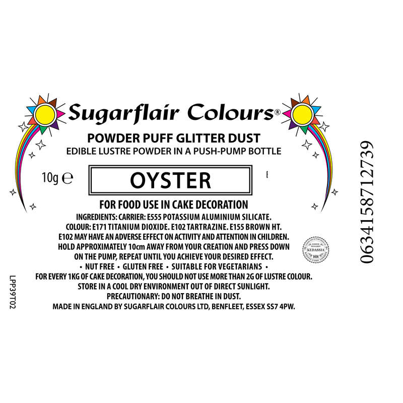 Sugarflair Powder Puff Edible Pump Spray Lustre Dust 10g - Oyster