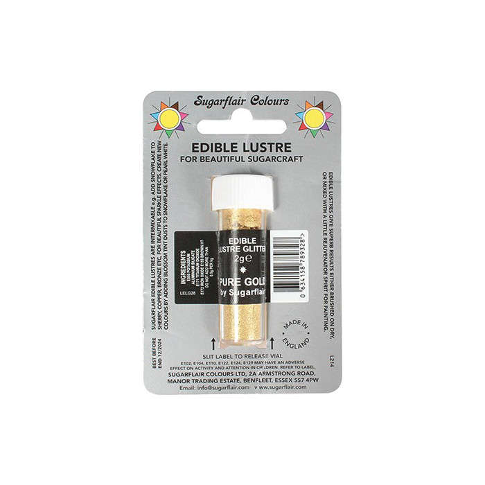 SugarFlair Edible PURE GOLD Lustre Powder Food Colour for Cake Icing Decoration