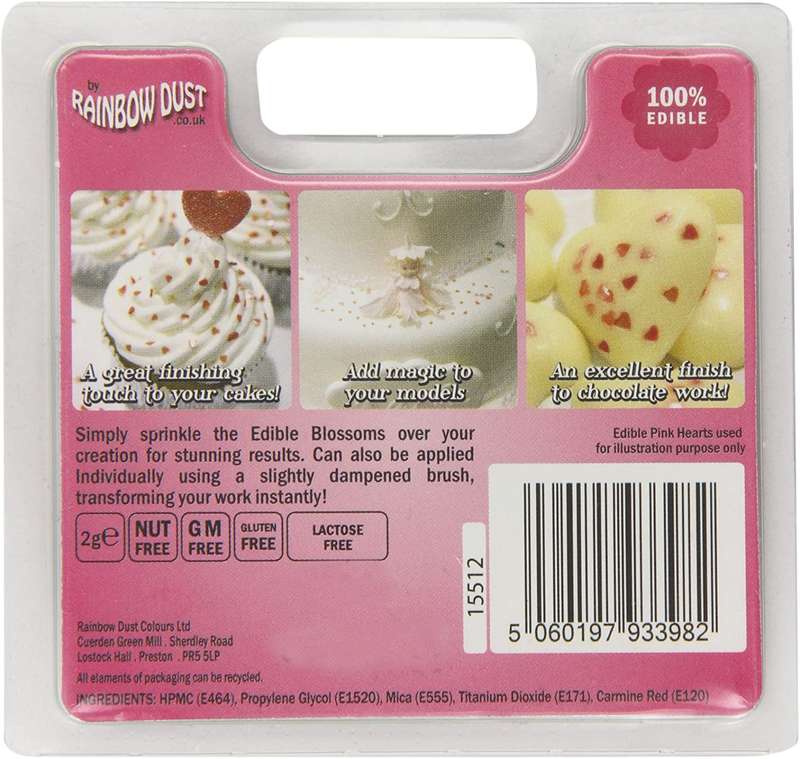 Rainbow Dust 100% Edible Metallic Cake Decorating Shapes Pink Blossoms Sprinkles