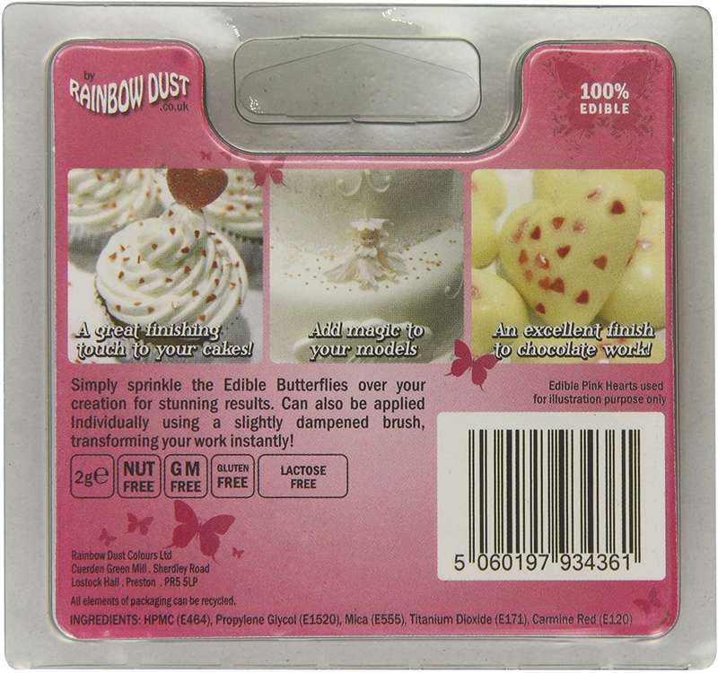 Rainbow Dust Edible Metallic Cake Decorating Shapes Pink Butterflies Sprinkles