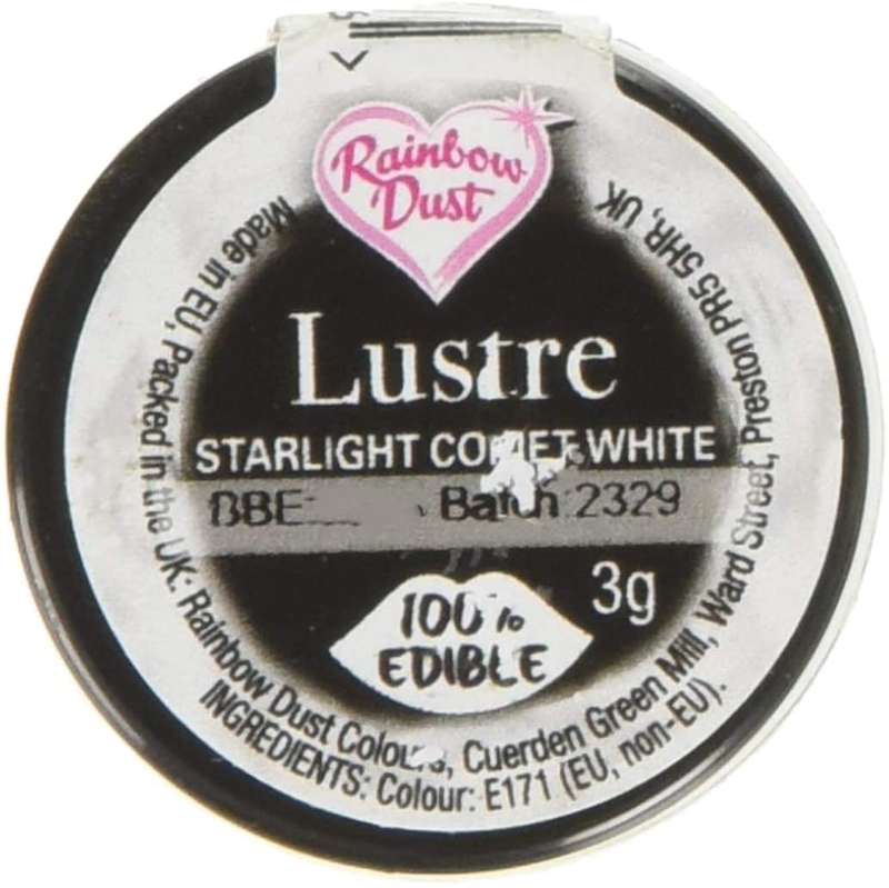 Rainbow Dust Lustre STARLIGHT COMET WHITE Edible Shimmer Powder Cake Decorating