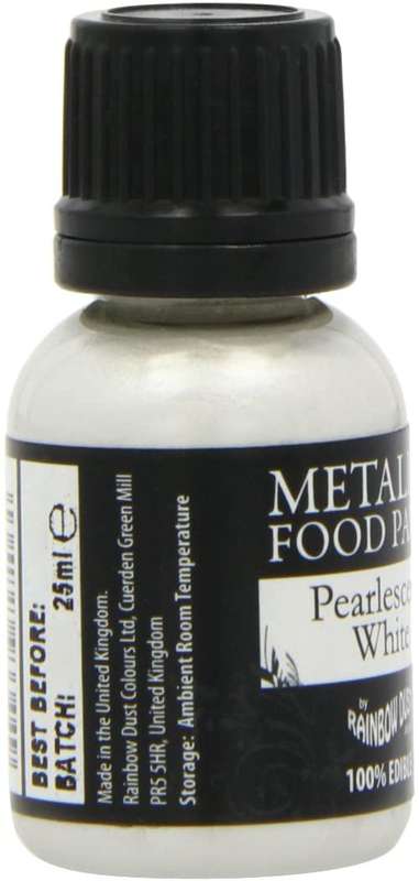 Rainbow Dust Edible Food Paint METALLIC PEARLESCENT WHITE For Cake Decorating