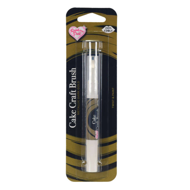 Rainbow Dust Cake Craft Brush - Metallic Dark Gold - Filled with Edible Paint