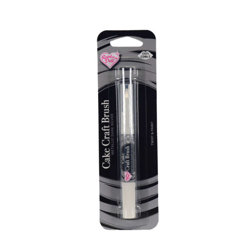Rainbow Dust Cake Craft Brush - Metallic Dark Silver - Filled with Edible Paint