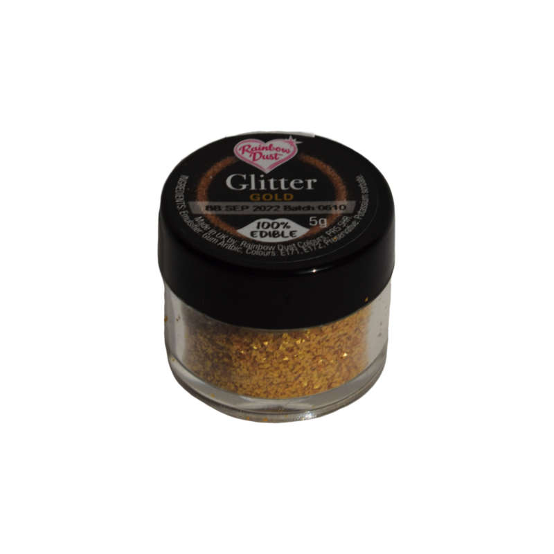 Rainbow Dust Glitter Edible Decoration for Cakes and Sugarcraft 5g - Gold