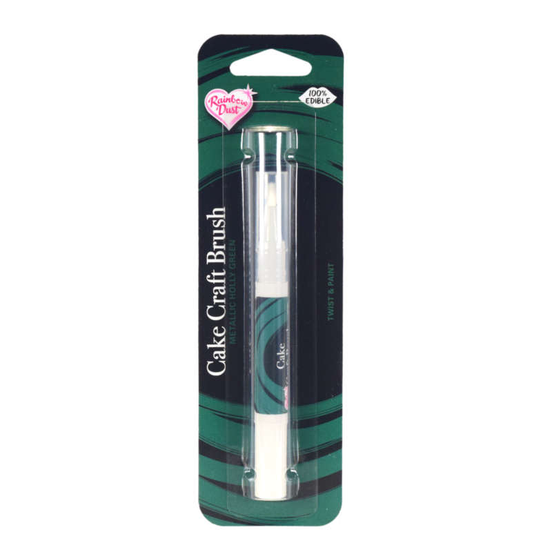 Rainbow Dust Cake Craft Brush - Metallic Holly Green - Filled with Edible Paint