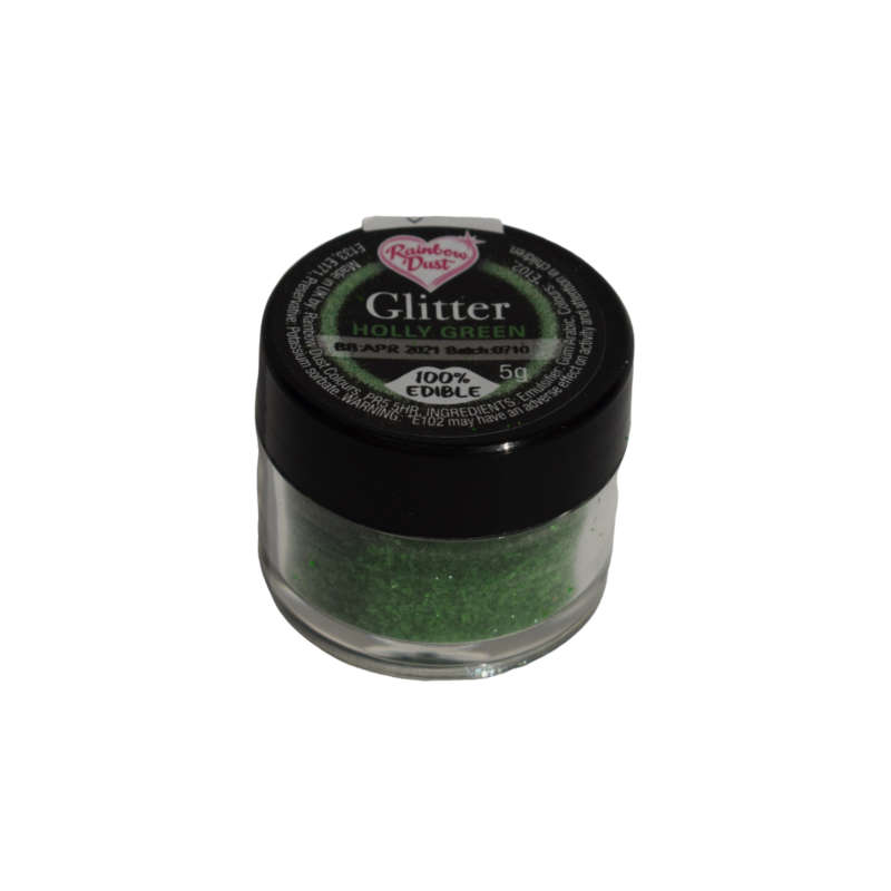 Rainbow Dust Glitter Edible Decoration for Cakes and Sugarcraft 5g - Holly Green