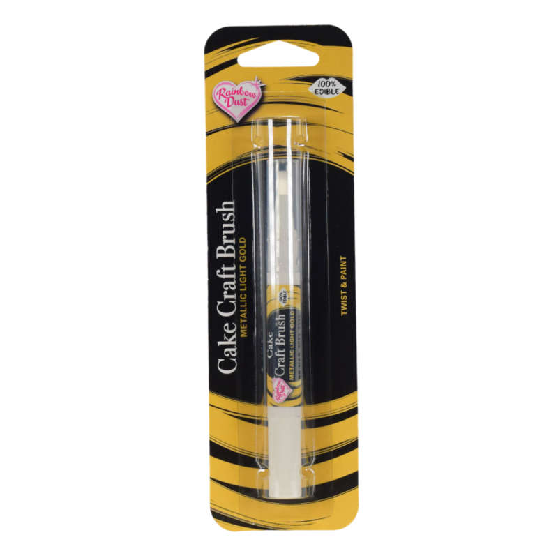 Rainbow Dust Cake Craft Brush - Metallic Light Gold - Filled with Edible Paint