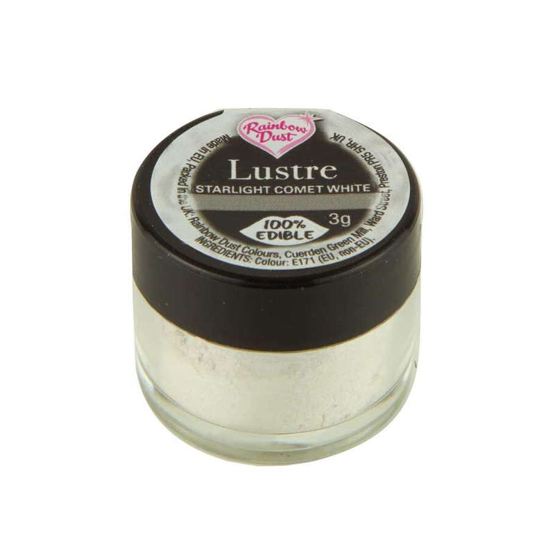 Rainbow Dust Lustre STARLIGHT COMET WHITE Edible Shimmer Powder Cake Decorating