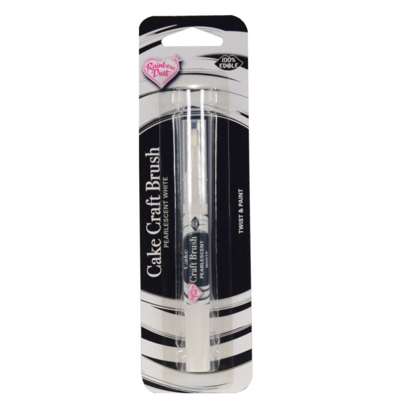 Rainbow Dust Cake Craft Brush - Pearlescent White - Edible Paint Filled