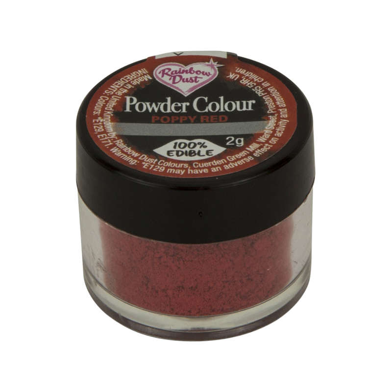 Rainbow Dust Powder Colour Edible Food Colouring For Cake Decoration- Poppy Red