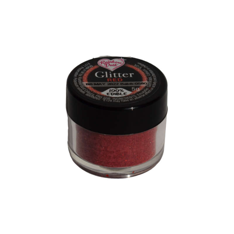 Rainbow Dust Glitter Edible Decorations for Cakes and Sugarcraft 5g - Red