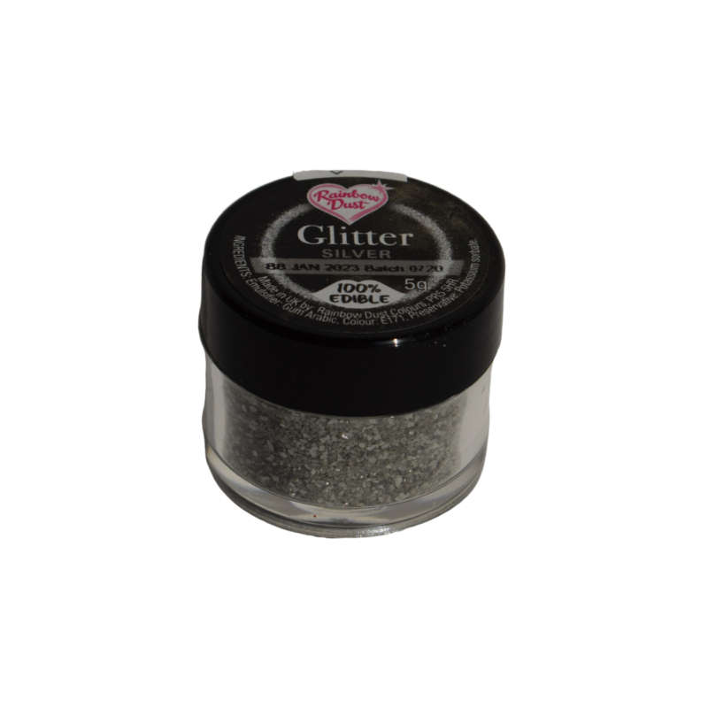 Rainbow Dust Glitter Edible Decorations for Cakes and Sugarcraft 5g - Silver