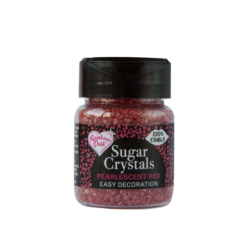 Rainbow Dust Sugar Crystals Pearlescent Red Sparkly Edible Sprinkle Decoration