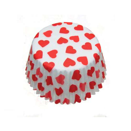 2 x 72pk Eddington Medium Baking Cup Cake Cupcake Muffin Cases White Red Hearts