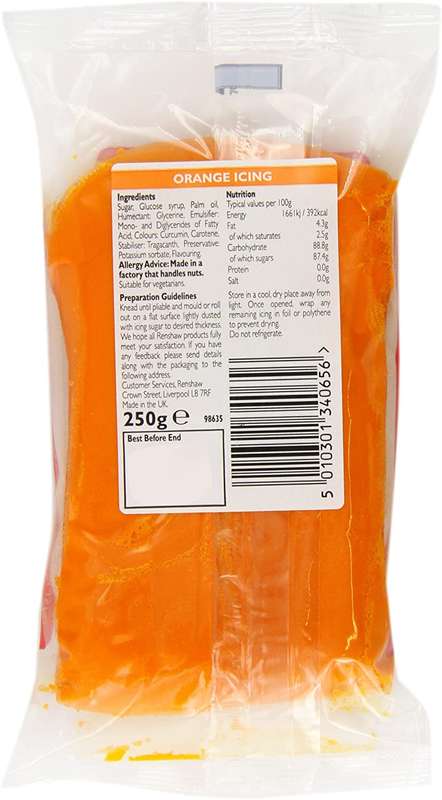 Renshaw Ready To Roll Icing Fondant Cake Regalice Sugarpaste 250g TIGER ORANGE