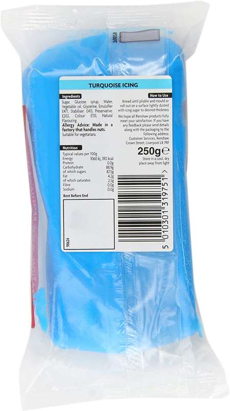 Renshaw Ready To Roll Icing Fondant Cake Regalice Sugarpaste 250g TURQUOISE