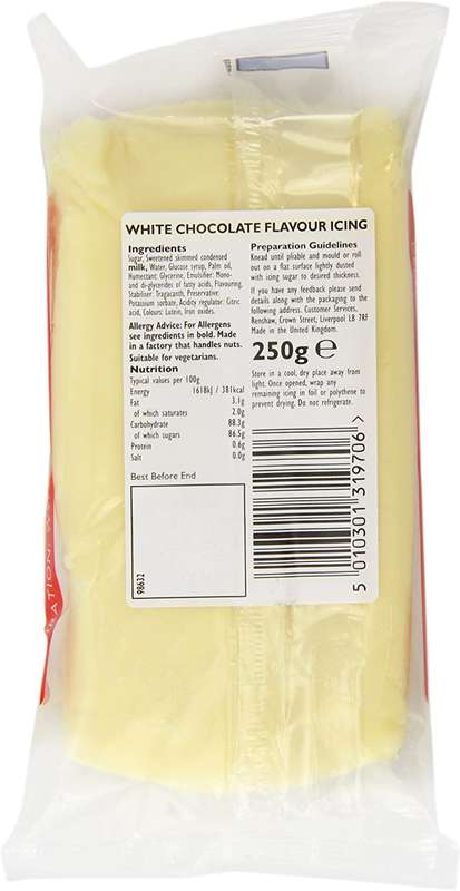 Renshaw Ready To Roll Icing Fondant Cake Regalice 250g WHITE CHOCOLATE FLAVOUR