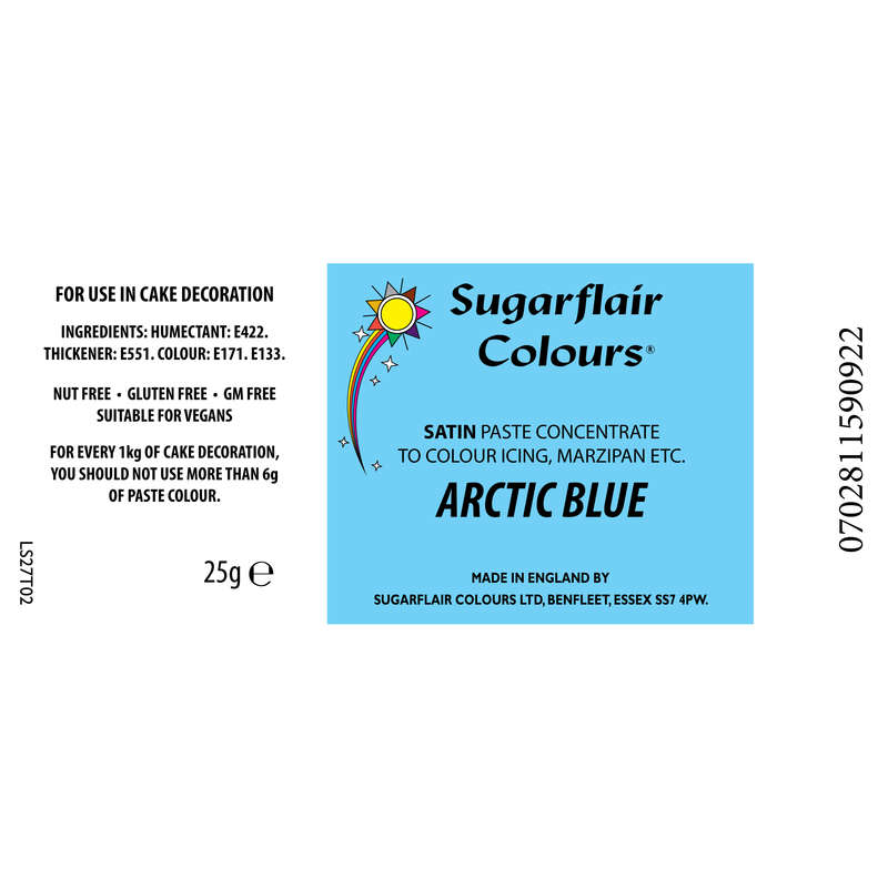 Sugarflair Satin Paste Concentrated Edible Food Colouring Gel - Arctic Blue