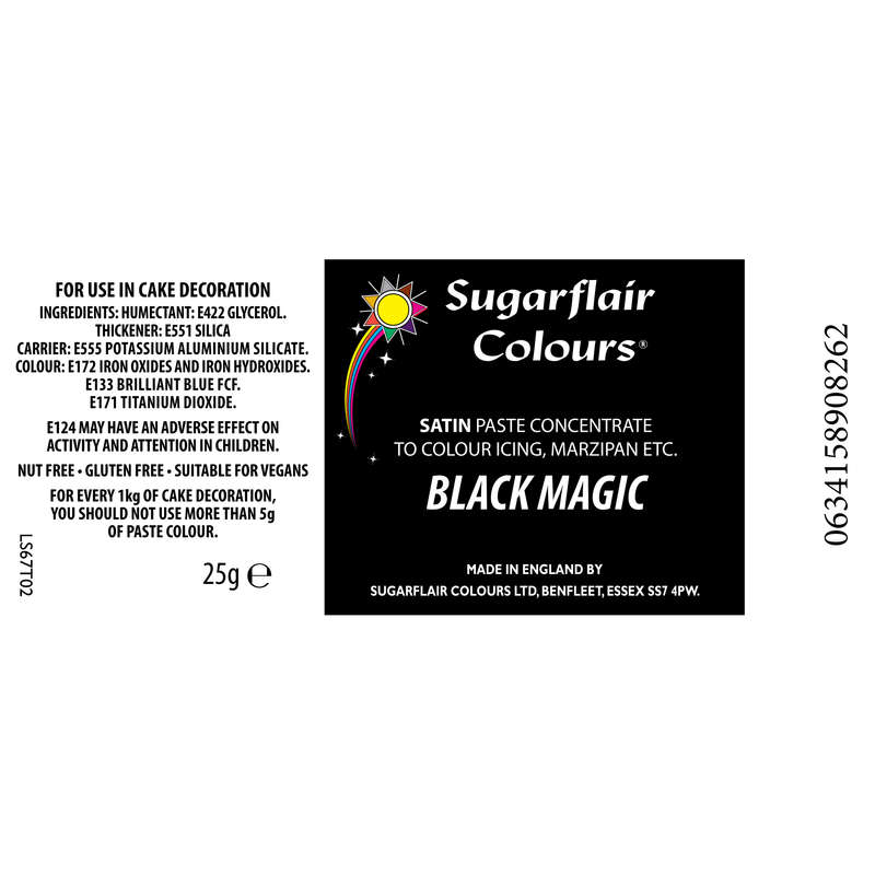 Sugarflair Satin Paste Concentrated Edible Food Colouring Gel - Black Magic