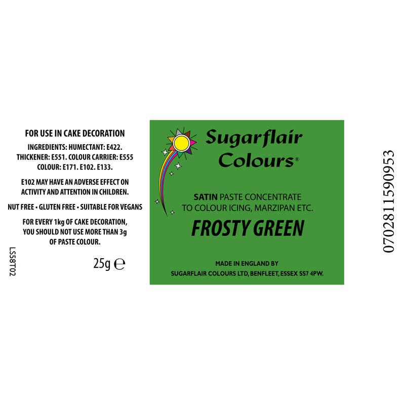 Sugarflair Satin Paste Concentrated Edible Food Colouring Gel - Frosty Green