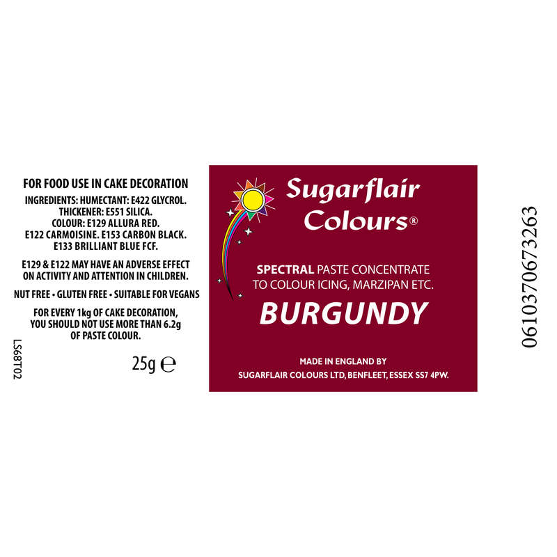 SugarFlair Spectral Concentrated Edible Paste Food Colouring - Burgundy