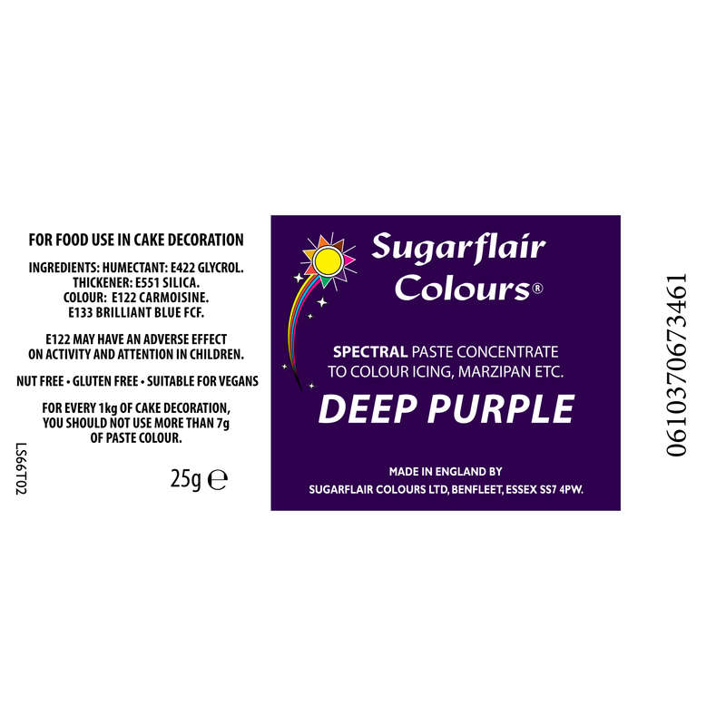 SugarFlair Spectral Concentrated Edible Paste Food Colouring - Deep Purple