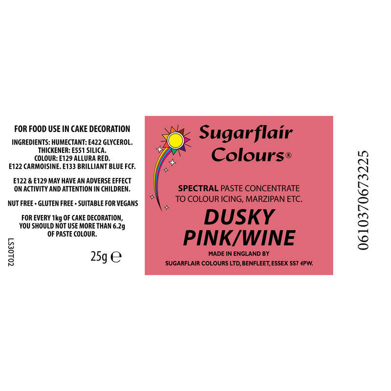 SugarFlair Spectral Concentrated Edible Paste Food Colouring - Dusky Pink