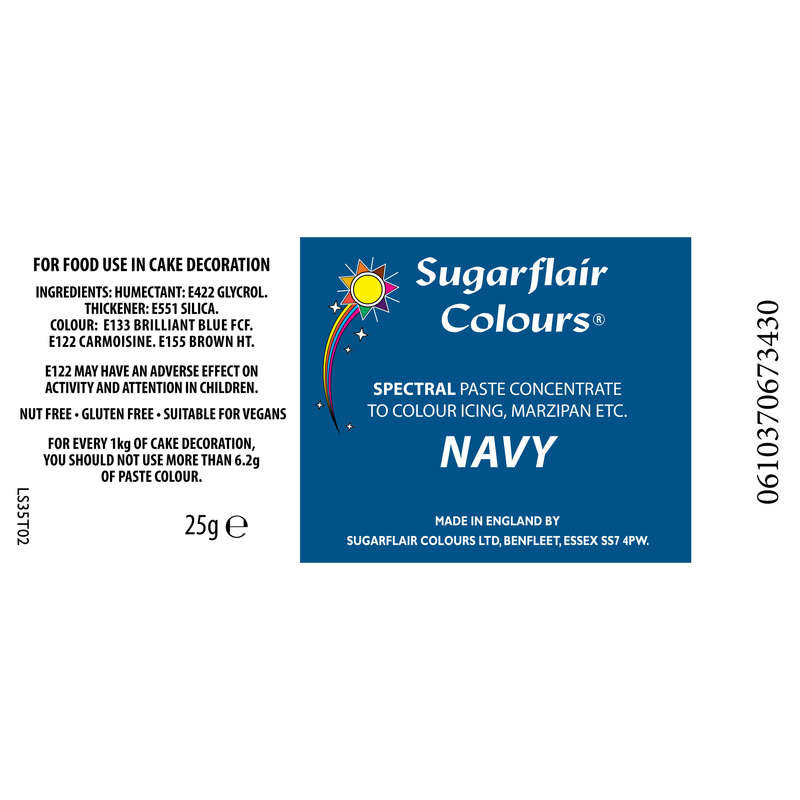 SugarFlair Spectral Concentrated Edible Paste Food Colouring - Navy Blue