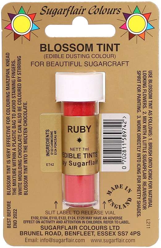 Sugarflair Ruby Edible Blossom Tints Food Colour Colouring Dust Powder