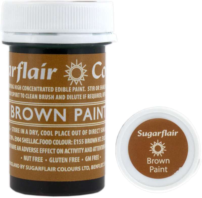 Sugarflair Brown Edible Paint Cake Icing Matt Colour for Sugarpaste Decorating