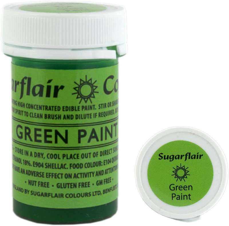 Sugarflair Green Edible Paint Cake Icing Matt Colour for Sugarpaste Decorating