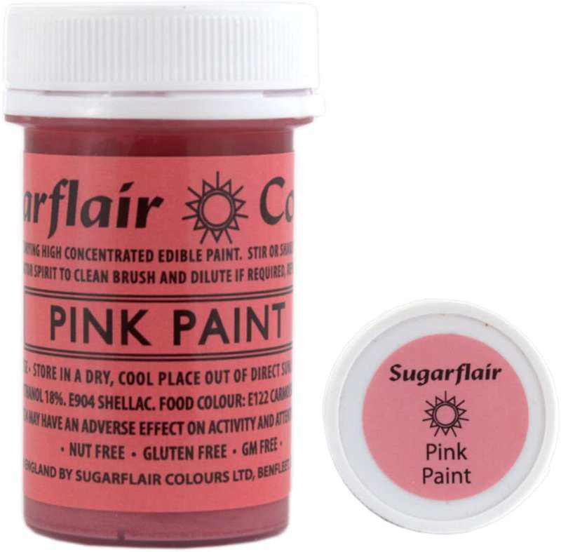 Sugarflair Pink Edible Paint Cake Icing Matt Colour for Sugarpaste Decorating