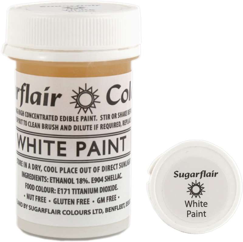 Sugarflair White Edible Paint Cake Icing Matt Colour for Sugarpaste Decorating