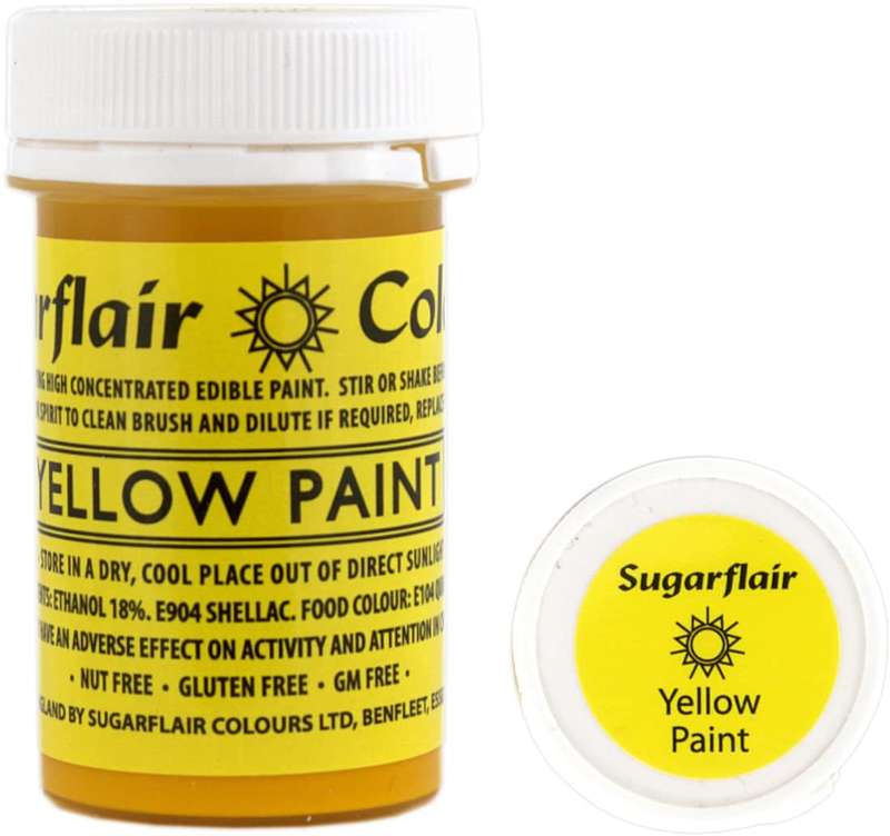 Sugarflair Yellow Edible Paint Cake Icing Matt Colour for Sugarpaste Decorating