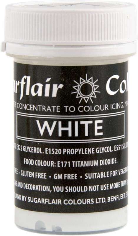 Sugarflair WHITE Pastel Paste Edible Concentrated Cake Icing Decor Food Colour