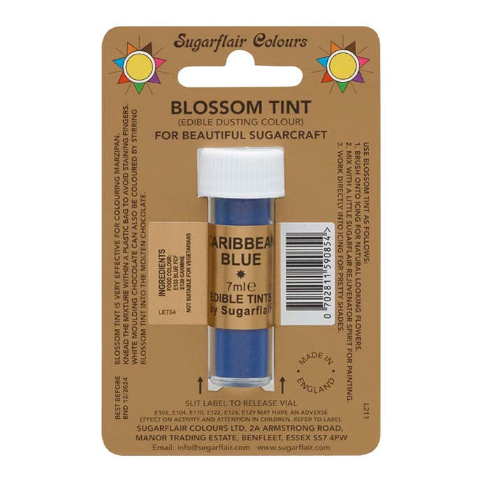 Sugarflair CARIBBEAN BLUE Blossom Tint Edible Food Colouring Colour Dust Powder