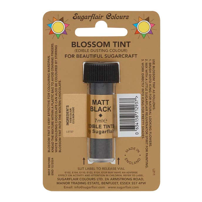Sugarflair MATT BLACK Blossom Tint Edible Food Colouring Colour Dust Powder