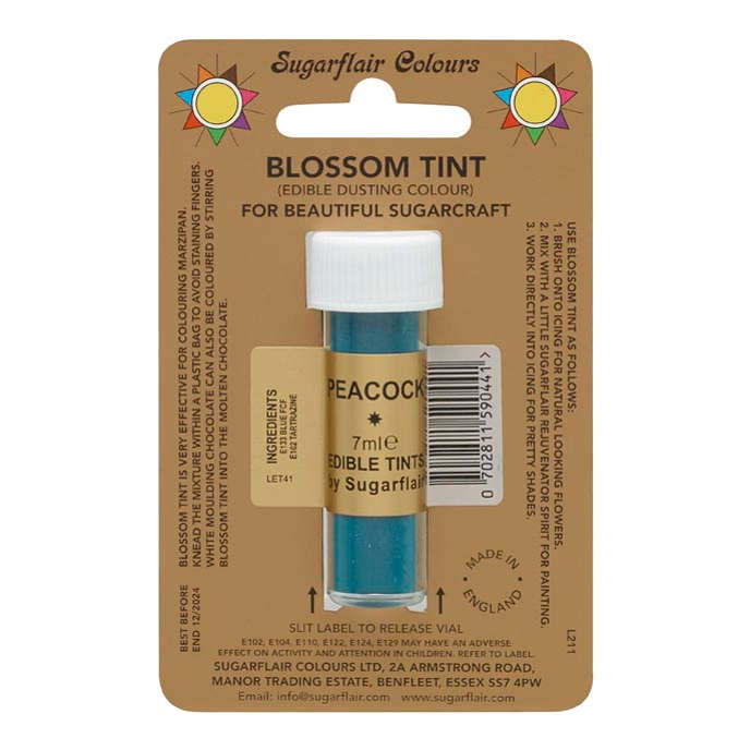 Sugarflair Peacock Edible Blossom Tints Cake Decor Food Colour Dust Powder