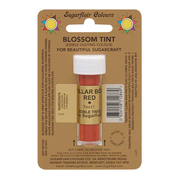 Sugarflair Pillar Box Red Edible Blossom Tints Cake Food Colour Dust Powder