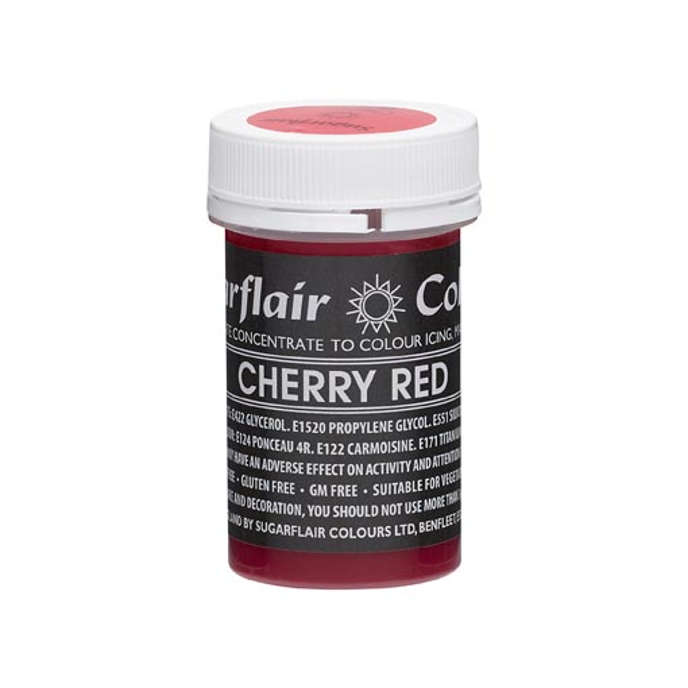 Sugarflair CHERRY RED Pastel Paste Gel Edible Concentrated Food Icing Colouring