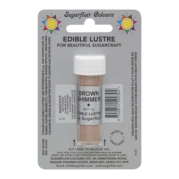 SugarFlair Edible Brown Shimmer Lustre Powder Food Colour Icing Cake Decoration