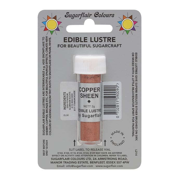 SugarFlair Edible Copper Sheen Lustre Powder Food Colour Icing Cake Decoration