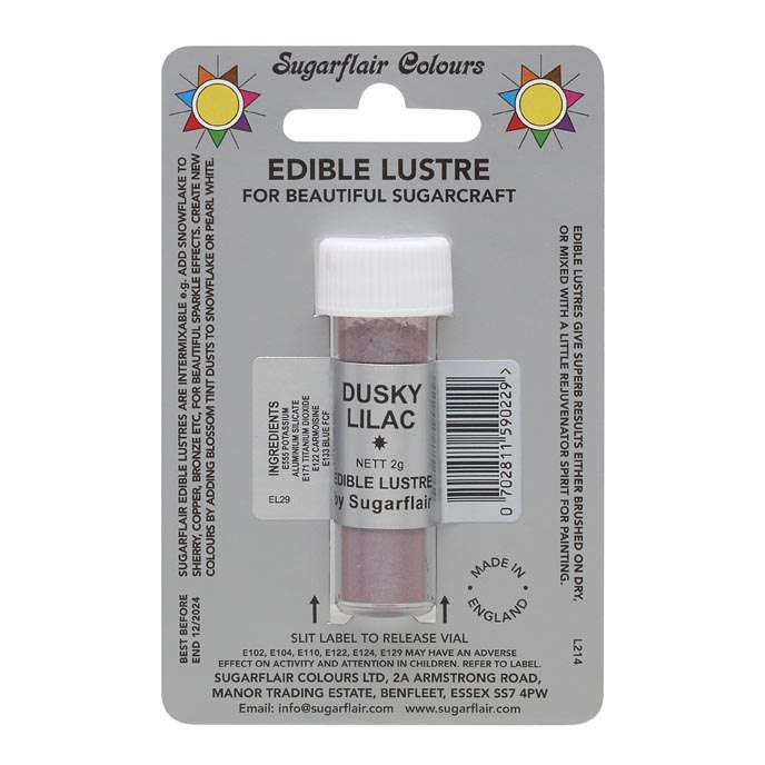 SugarFlair Edible Dusky Lilac Lustre Powder Food Colour Icing Cake Decoration